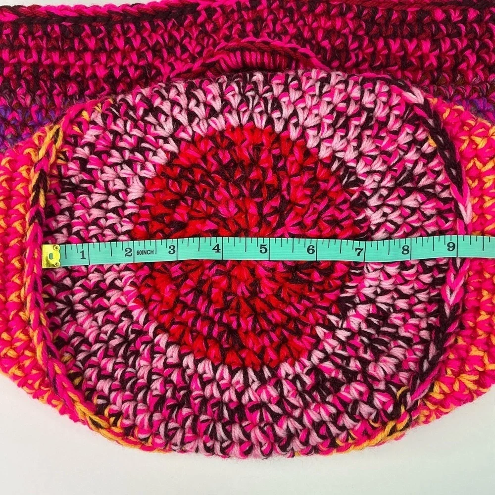 Handcrafted Multicolor Crochet Scrap Woven Tote Bag Basket Storage Handmade Knit